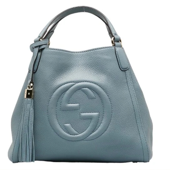 Gucci Handbags - GUCCI SOHO  2WAY BAG (shoulder/crossbody) in LIGHT BLUE LEATHER.